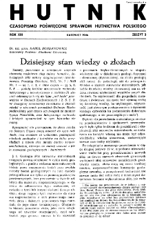 Hutnik : miesięcznik Związku Polskich Hut Żelaznych R. XIII nr 3 (1946)