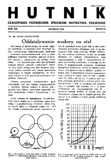 Hutnik : miesięcznik Związku Polskich Hut Żelaznych R. XIII nr 4 (1946)