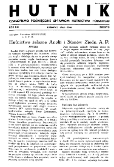 Hutnik : miesięcznik Związku Polskich Hut Żelaznych R. XIII nr 5 (1946)