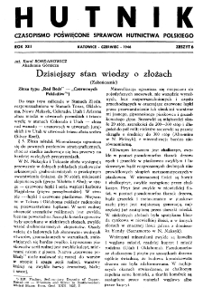 Hutnik : miesięcznik Związku Polskich Hut Żelaznych R. XIII nr 6 (1946)