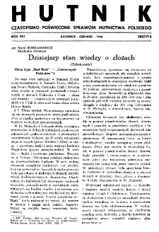 Hutnik : miesięcznik Związku Polskich Hut Żelaznych R. XIII nr 6 (1946)