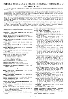 Indeks "Przeglądu piśmiennictwa hutniczego" Rocznik II - 1949 r.