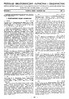 Przegląd Bibliograficzny Hutnictwa i Odlewnictwa R. 3 nr. 7-8 (1950)