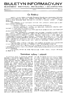 Biuletyn Informacyjny Głównego Instytutu Metalurgii i Odlewnictwa R. 1 nr 1-2 (1950)