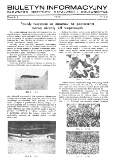 Biuletyn Informacyjny Gł&oacute;wnego Instytutu Metalurgii i Odlewnictwa R. 1 nr 5-6 (1950)