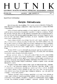 Hutnik : miesięcznik Związku Polskich Hut Żelaznych R. XVIII nr 7-8 (1951)