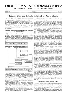 Biuletyn Informacyjny Głównego Instytutu Metalurgii R. II nr 1-2 (1951)