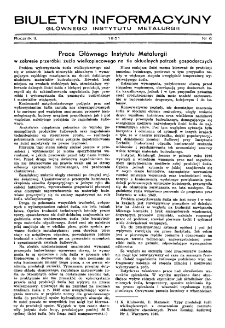 Biuletyn Informacyjny Głównego Instytutu Metalurgii R. II nr 6 (1951)