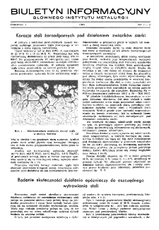 Biuletyn Informacyjny Głównego Instytutu Metalurgii R. II nr 7-8 (1951)