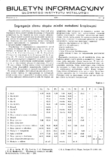 Biuletyn Informacyjny Głównego Instytutu Metalurgii R. II nr 9 (1951)