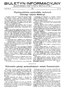 Biuletyn Informacyjny Gł&oacute;wnego Instytutu Metalurgii R. II nr 10 (1951)