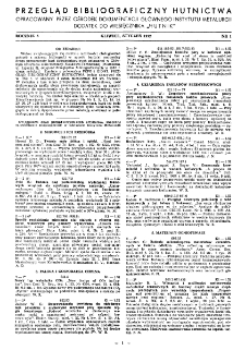 Przegląd bibliograficzny hutnictwa R. 5 nr 1 (1952)
