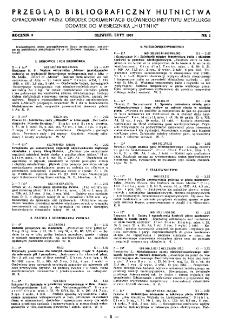Przegląd bibliograficzny hutnictwa R. 5 nr 2 (1952)