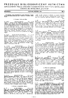 Przegląd bibliograficzny hutnictwa R. 5 nr 3 (1952)