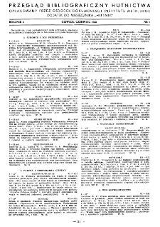 Przegląd bibliograficzny hutnictwa R. 5 nr 6 (1952)