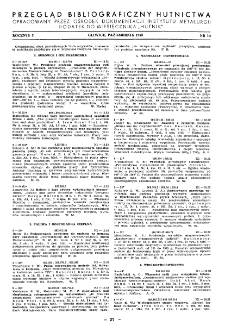 Przegląd bibliograficzny hutnictwa R. 5 nr 10 (1952)