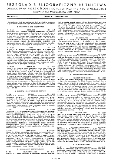 Przegląd bibliograficzny hutnictwa R. 5 nr 11 (1952)