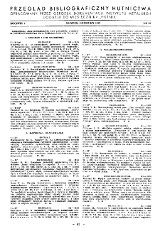 Przegląd bibliograficzny hutnictwa R. 5 nr 12 (1952)