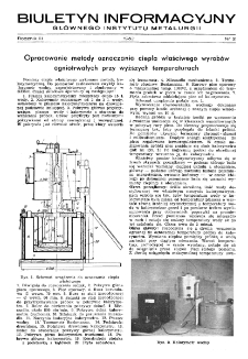 Biuletyn Informacyjny Gł&oacute;wnego Instytutu Metalurgii R. III nr 2 (1952)