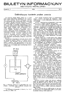 Biuletyn Informacyjny Głównego Instytutu Metalurgii R. III nr 4 (1952)