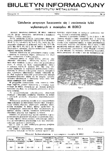 Biuletyn Informacyjny Głównego Instytutu Metalurgii R. III nr 9 (1952)