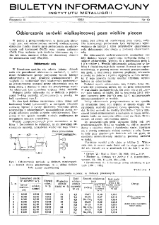 Biuletyn Informacyjny Głównego Instytutu Metalurgii R. III nr 10 (1952)