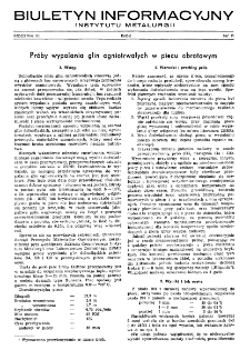 Biuletyn Informacyjny Gł&oacute;wnego Instytutu Metalurgii R. III nr 11 (1952)