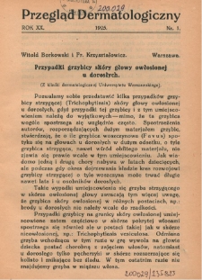 Przegląd Dermatologiczny 1925, R.XX, nr 1