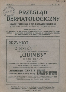 Przegląd Dermatologiczny 1925, R.XX, nr 3-4