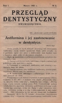 Przegląd Dentystyczny 1921, R. I, nr 2