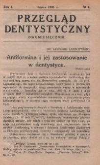 Przegląd Dentystyczny 1921, R. I, nr 4