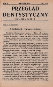 Przegląd Dentystyczny 1922, R. II, nr 5 (11)