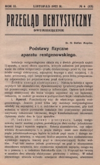 Przegląd Dentystyczny 1922, R. II, nr 6 (12)