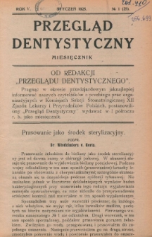 Przegląd Dentystyczny R. V (1925) nr 1