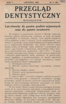 Przegląd Dentystyczny R. V (1925) nr 11 (35)