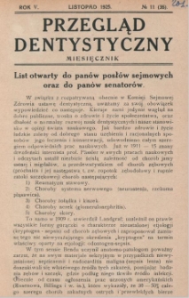 Przegląd Dentystyczny R. V (1925) nr 11 (35)