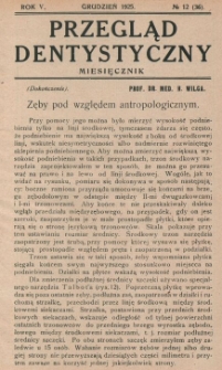 Przegląd Dentystyczny 1925, R. V, nr 12 (36)