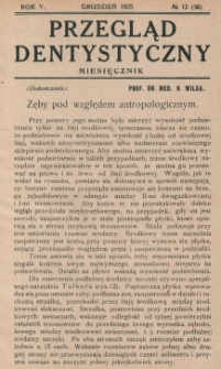 Przegląd Dentystyczny R. V (1925) nr 12 (36)