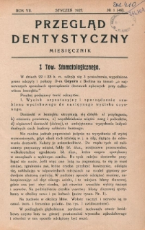 Przegląd Dentystyczny 1927, R. VII, nr 1 (49)