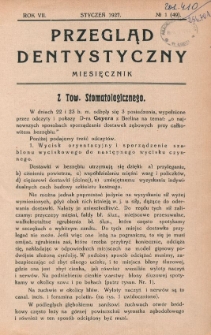 Przegląd Dentystyczny R. VII (1927) nr 1 (49)