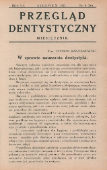 Przegląd Dentystyczny R. VII (1927) nr 8 (56)
