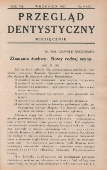 Przegląd Dentystyczny 1927, R. VII, nr 9 (57)