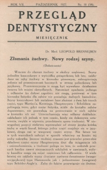 Przegląd Dentystyczny R. VII (1927) nr 10 (58)