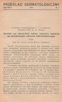Przegląd Dermatologiczny: organ Polskiego T-wa Dermatologicznego 1927, R. XXII, nr 4