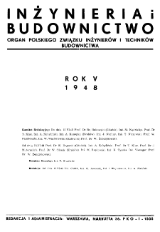 Inżynieria i Budownictwo : organ Związku Polskich Inżynierów Budowlanych R. V nr. 1-2 (1948)