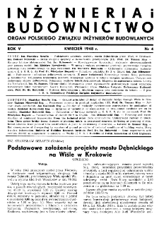Inżynieria i Budownictwo : organ Związku Polskich Inżynierów Budowlanych R. V nr. 4 (1948)
