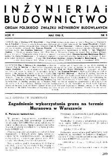 Inżynieria i Budownictwo : organ Związku Polskich Inżynierów Budowlanych R. V nr. 5 (1948)