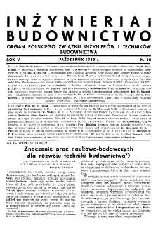 Inżynieria i Budownictwo : organ Związku Polskich Inżynierów Budowlanych R. V nr. 10 (1948)
