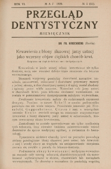 Przegląd Dentystyczny 1926, R. VI, nr 5 (41)