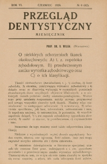 Przegląd Dentystyczny 1926, R. VI, nr 6 (42)
